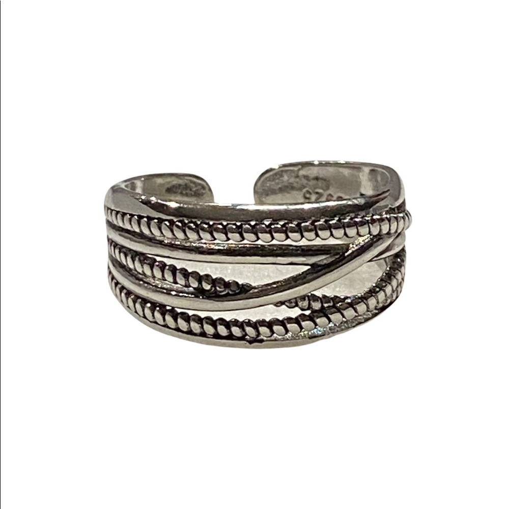 NEW•Silver 925 Twisted Rope Open style ring OS - Picture 3 of 4